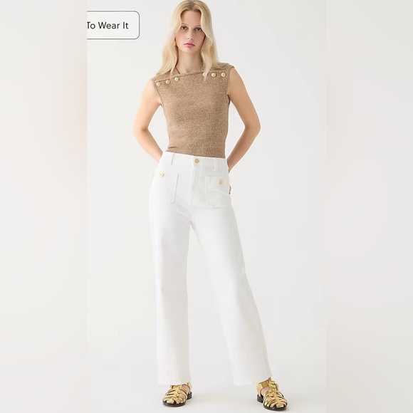 J. Crew Sailor Slim Wide Leg Jean in White - Picture 3 of 13